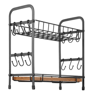 Coffee Bar Organizer | 2-Tier Countertop Stand with 12 Hooks