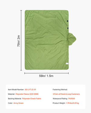 Wearable Camping Blanket | 2m x 1.5m Stadium Blanket | Army Green