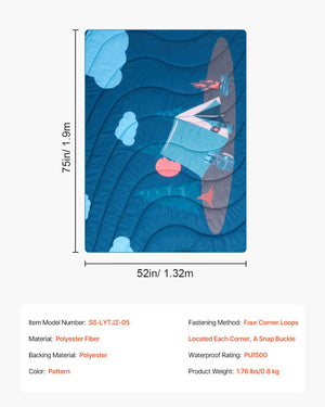 Wearable Camping Blanket | 1.9m x 1.32m Stadium Blanket for Outdoor Warmth