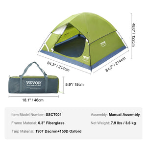 Camping Tent 7x7x4FT | Fits 6 People | Waterproof Lightweight Backpacking Tent for Outdoor Camping