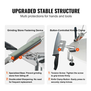 Knife Sharpening Kit | Rotation Flip Fixed Angle System with 12 Whetstones (120-10000 Grit) | For Knives & Scissors