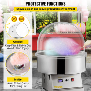 Cotton Candy Machine Bubble Shield 20.5" | Clear Plastic Cover for Commercial Candy Maker