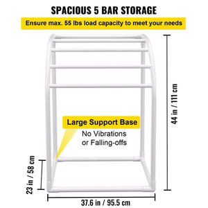 Pool Towel Rack 5 Bar | Milky PVC Freestanding Rack with 8 Clips & Mesh Bag | For Poolside, Beach & Outdoor Storage