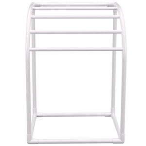Pool Towel Rack 5 Bar | Milky PVC Freestanding Rack with 8 Clips & Mesh Bag | For Poolside, Beach & Outdoor Storage