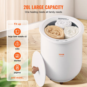 Towel Warmer Bucket 20L | Large Bathroom Towel Heater with Auto Shut-Off & 4-Level Timer | Fits 2 Oversized Towels, Bathrobes or Blankets | ETL & FCC Certified