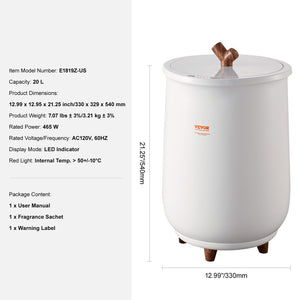 Towel Warmer Bucket 20L | Large Bathroom Towel Heater with Auto Shut-Off & 4-Level Timer | Fits 2 Oversized Towels, Bathrobes or Blankets | ETL & FCC Certified