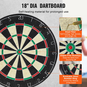 Dartboard & Cabinet Set | Official Size Steel Tip Dart Game with Accessories