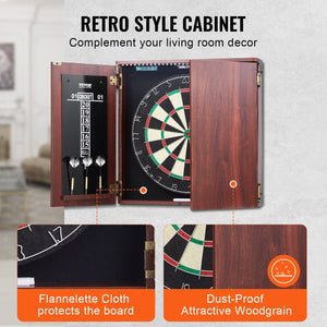Dartboard & Cabinet Set | Official Size Steel Tip Dart Game with Accessories