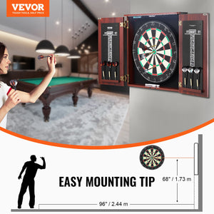 Dartboard & Cabinet Set | Official Size Steel Tip Dart Game with Accessories