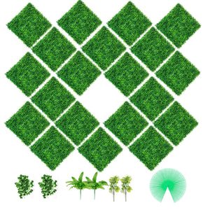 Artificial Boxwood Panels 20 Pack | 20"x20" Hedge Wall Panels | 1.6" Thick PE Grass Backdrop | Privacy Screen for Indoor & Outdoor Garden, Fence & Event Decoration