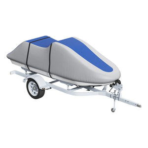 Jet Ski Cover 320-342cm | Waterproof 600D Oxford Fabric | UV Resistant PWC Cover with Buckle Straps | Grey & Blue