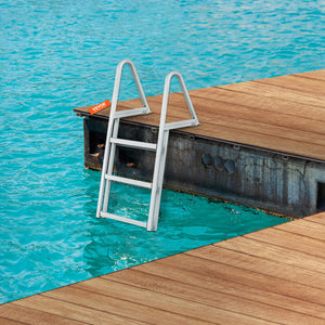 Dock Ladder 3 Step | 159kg Capacity Aluminum Pontoon Boat Ladder | Removable with Non-Slip Steps