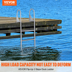 Dock Ladder Flip-Up 3 Step | 159kg Capacity Aluminum Pontoon Boat Ladder