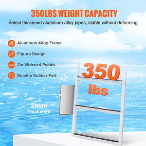 Dock Ladder Flip-Up 3 Step | 159kg Capacity Aluminum Pontoon Boat Ladder