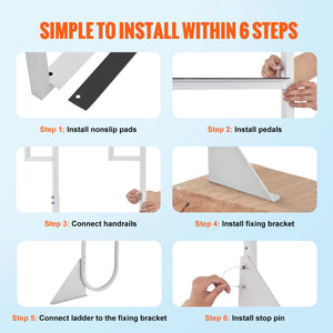 Dock Ladder Flip-Up 3 Step | 159kg Capacity Aluminum Pontoon Boat Ladder