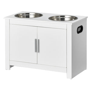 Pet Feeding Station | Raised Dog Bowls with Food & Toy Storage Cabinet
