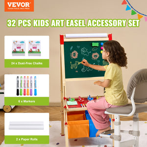Easel Accessory Set | 32-Piece Chalk, Markers & Paper Rolls