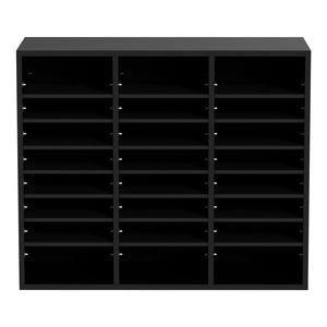 Wood Literature Organizer | Adjustable File Sorter | 24 Compartments | Black