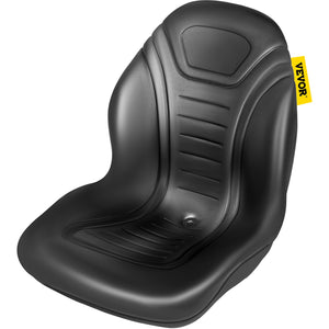 Universal Lawn Tractor Seat | High Back Black Vinyl Seat with Central Drain Hole | Fits Multiple Mount Patterns