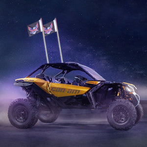 LED Whip Lights 2 Pack 3FT | APP & RF Remote Control | Waterproof RGB Chasing Whips with 4 Flags | For UTV, ATV, Off-Road & Trucks