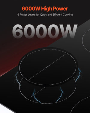 Induction Cooktop | 6000W 4-Burner Electric Countertop Stove with Touch Control