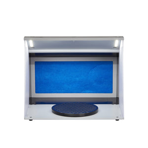 Portable Airbrush Spray Booth | Hobby Paint Booth Kit with 4 LED Lights | Dual Fans, Turntable & Extension Hose for Model & Craft Painting