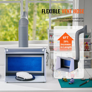 Portable Airbrush Spray Booth | Hobby Paint Booth Kit with 4 LED Lights | Dual Fans, Turntable & Extension Hose for Model & Craft Painting
