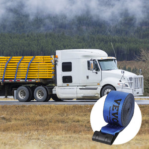 Winch Straps 10 Pack | 10.2cm x 9.1m | 2.7T WLL | Flat Hook Tie Downs | Blue