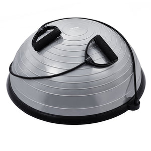 Half Exercise Ball Trainer 23 Inch | 660lbs Capacity Stability Balance Ball | With Resistance Bands & Foot Pump | Home Gym Yoga Fitness Ball | Grey