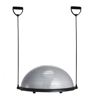 Half Exercise Ball Trainer 23 Inch | 660lbs Capacity Stability Balance Ball | With Resistance Bands & Foot Pump | Home Gym Yoga Fitness Ball | Grey