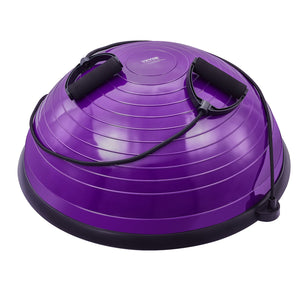 Half Exercise Ball Trainer 23 Inch | Stability Balance Trainer with Resistance Bands & Pump | 660lbs Capacity | Purple