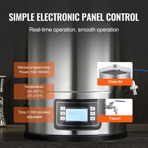 Electric Brewing System 8 Gallon | All-in-One Home Beer Brewer with Glass Lid & Spigot