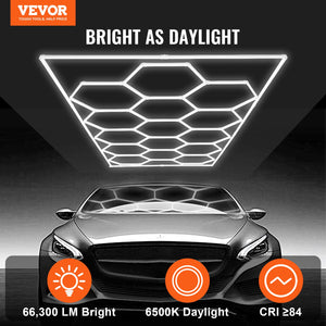 Hexagon Garage Lights | 66,300LM 15-Grid Honeycomb LED Shop Ceiling Fixture