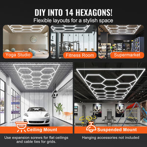 Hexagon Garage Lights | 86,400LM 5-Grid Honeycomb LED Ceiling Fixture