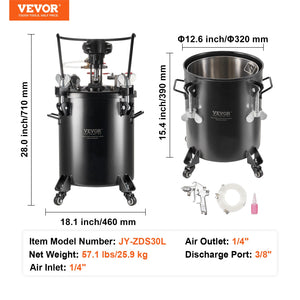 Paint Pressure Pot | 30L/7.5gal Tank with Automatic Stirring | 70 PSI