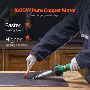 Plastic Welder | 1600W PVC/TPO Heat Gun Torch with 9 Accessories