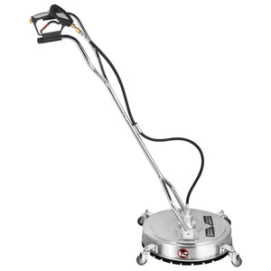 Pressure Washer Surface Cleaner 20 Inch | 4000 PSI Max | Stainless Steel with 3/8" Quick Connector, Casters & 3 Nozzles | 10.5 GPM Rotary Cleaning Head for Driveways & Patios