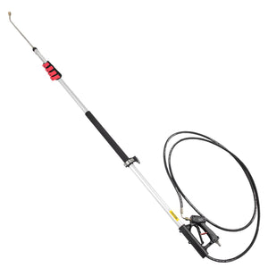 Telescoping Pressure Washer Wand 20FT | 5-Section Adjustable Length | Max 4000 PSI | 3/8" Quick Connection | Includes 5 Nozzles & Belt | For Roof, Fence & Gutter Cleaning | Silver