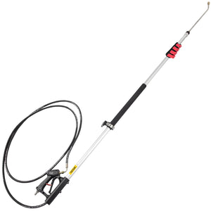 Telescoping Pressure Washer Wand 20FT | 5-Section Adjustable Length | Max 4000 PSI | 3/8" Quick Connection | Includes 5 Nozzles & Belt | For Roof, Fence & Gutter Cleaning | Silver