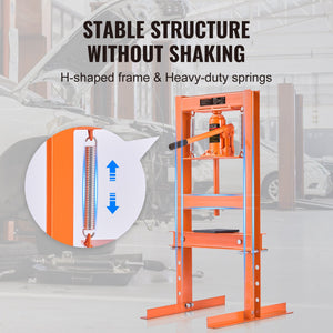 Hydraulic Shop Press | 6-Ton H-Frame Benchtop Press with Plates