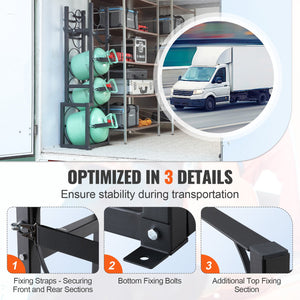 Refrigerant Tank Rack | Holds 1 x 50lb, 2 x 30lb & 3 Small Tanks | Steel Cylinder Storage Rack for Freon, Oxygen & Gases
