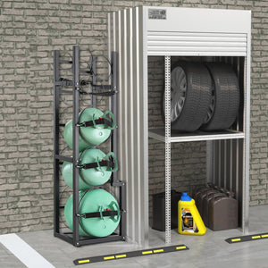 Refrigerant Tank Rack | Holds 1 x 50lb, 2 x 30lb & 3 Small Tanks | Steel Cylinder Storage Rack for Freon, Oxygen & Gases