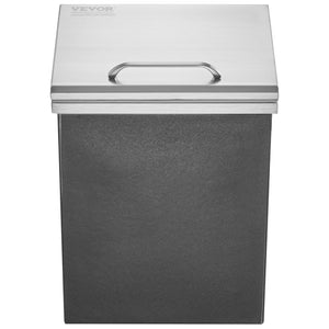 Drop-In Ice Chest 14"x12"x18" | Stainless Steel 40qt Outdoor Kitchen Ice Bin with Hinged Cover & Drain