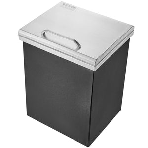 Drop-In Ice Chest 14"x12"x18" | Stainless Steel 40qt Outdoor Kitchen Ice Bin with Hinged Cover & Drain
