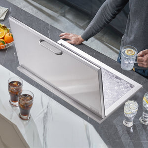 Drop-In Ice Chest 24"x20"x15" | Stainless Steel 40qt Cooler Bin with Hinged Lid & Drain