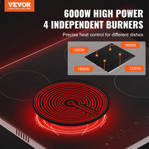 Built-In Electric Cooktop | 4-Burner Radiant Ceramic | 23.2x20.5"