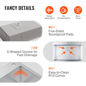 Kitchen Sink 33 Inch 3 Pack | 304 Stainless Steel Drop-In Single Bowl Sinks with Accessories | For Workstation, RV & Bar