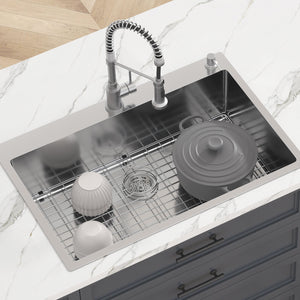 Kitchen Sink 33 Inch 3 Pack | 304 Stainless Steel Drop-In Single Bowl Sinks with Accessories | For Workstation, RV & Bar