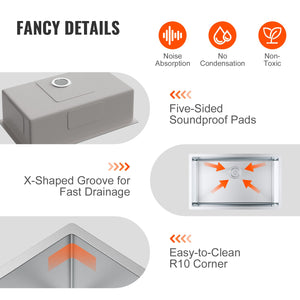 Kitchen Sink Set | 30" 304 Stainless Steel Drop-In & Undermount | Pack of 3 with Accessories for Workstation, RV, Prep Kitchen