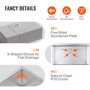 Kitchen Sink Set | 32" 304 Stainless Steel Drop-In & Undermount | Pack of 3 with Accessories for Workstation, RV, Prep Kitchen, Bar